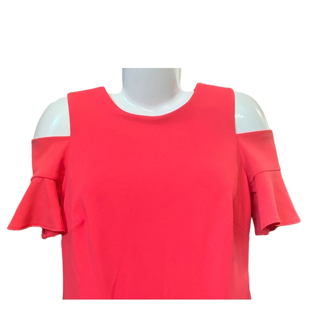 Calvin Klein Women's Rose Pink Cold Shoulder Knee Length Dress Back Zip SZ 4 NWT - Picture 7 of 11